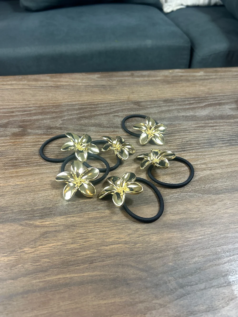 Gold Floral Hair Ties - Elegant Flower Elastic Bands